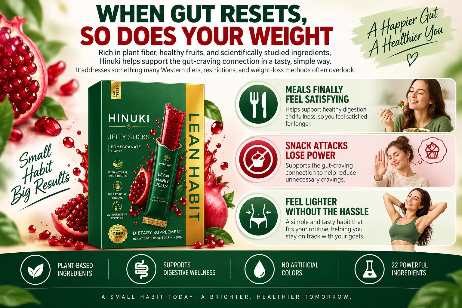 Benefits of Hinuki Lean Habit Jelly — meals feel satisfying, snack attacks lose power, feel lighter